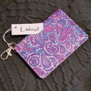 Pink and Blue Paisley Wristlet